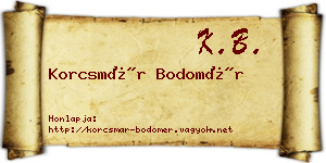 Korcsmár Bodomér névjegykártya